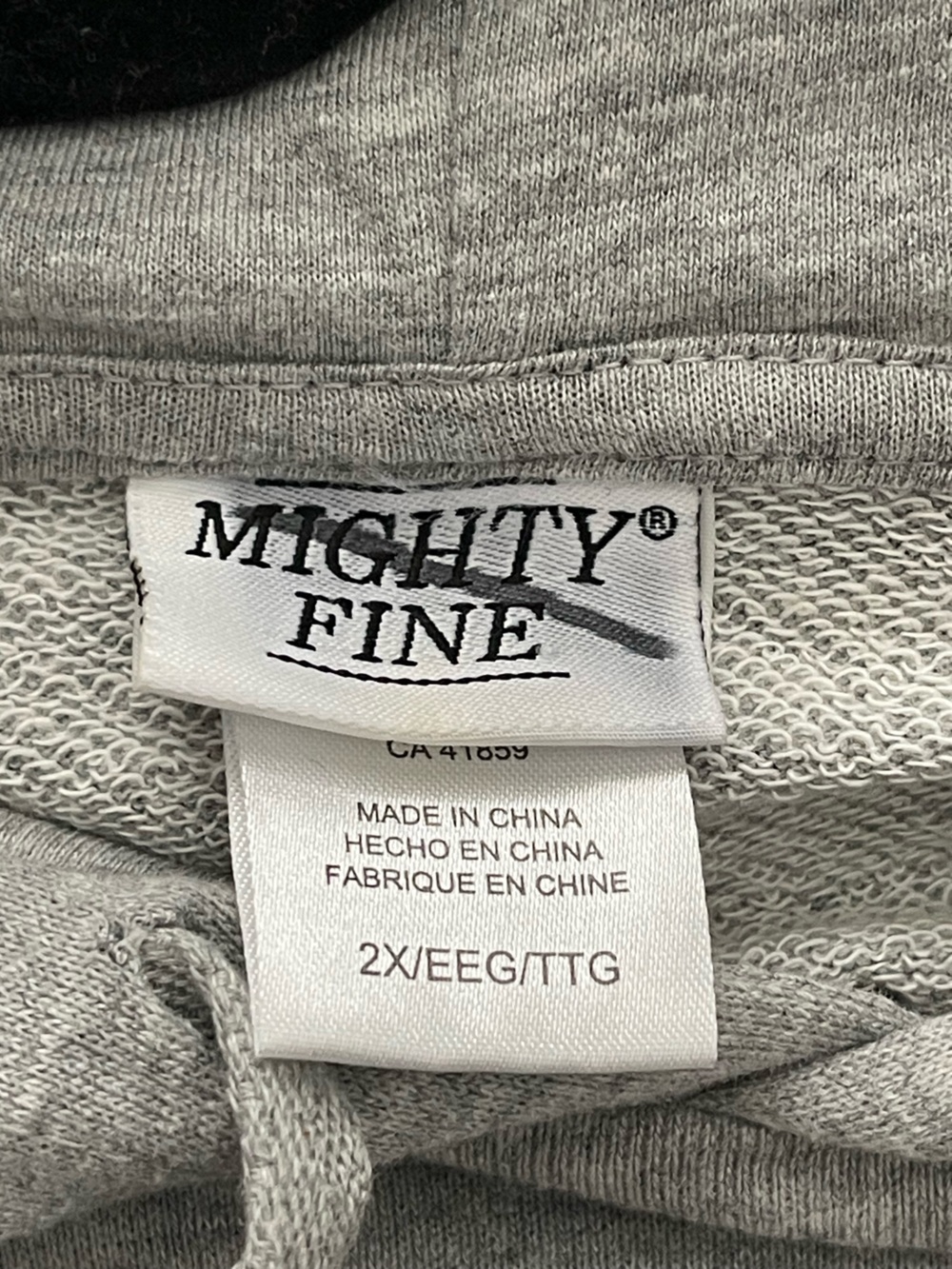Mighty Fine Heather Gray Pullover Hoodie with City Script-Size 2X - Picture 3 of 7